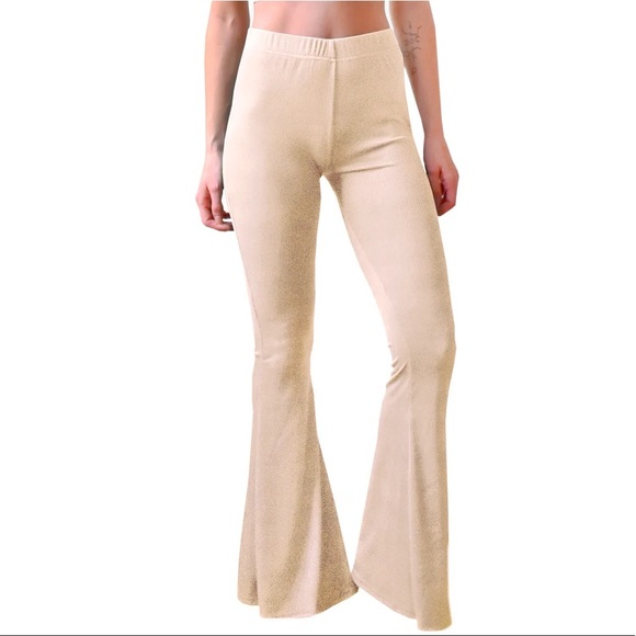 Ribbed bell bottoms - sand beige - Picture 3 of 6